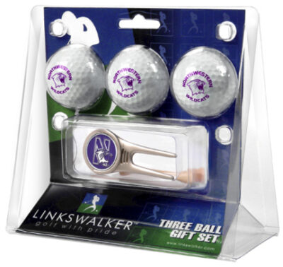 Northwestern Wildcats 3 Golf Ball Gift Pack with Cap Tool