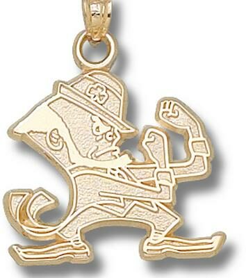 Notre Dame Fighting Irish "Leprechaun" 3/4" Pendant - 14KT Gold Jewelry