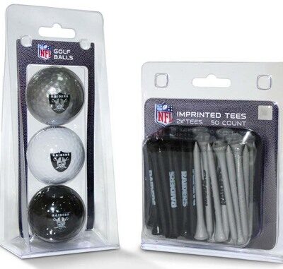 Oakland Raiders Golf Tees and Golf Balls Pack (50 Tees / 3 Balls)