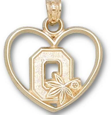 Ohio State Buckeyes "O" Heart Pendant - 14KT Gold Jewelry