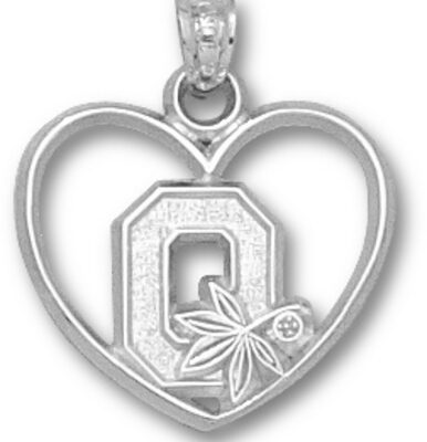 Ohio State Buckeyes "O" Heart Pendant - Sterling Silver Jewelry