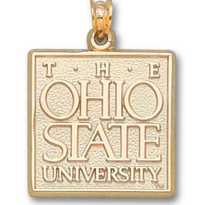 Ohio State Buckeyes "The Ohio State University" Square Pendant - 10KT Gold Jewelry