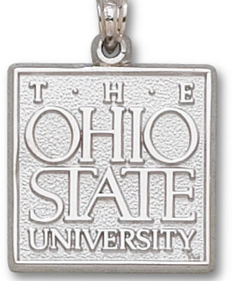 Ohio State Buckeyes "The Ohio State University" Square Pendant - Sterling Silver Jewelry