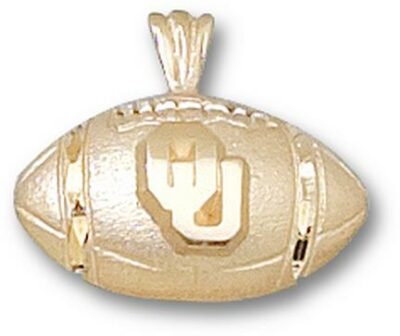 Oklahoma Sooners New "OU Football" Pendant - 10KT Gold Jewelry