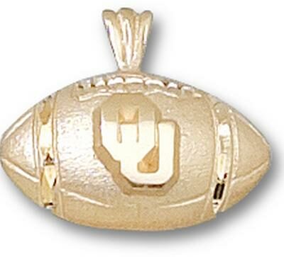 Oklahoma Sooners New "OU Football" Pendant - 10KT Gold Jewelry