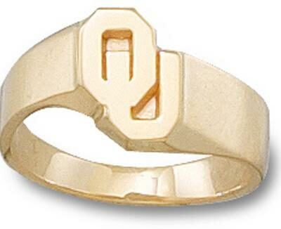 Oklahoma Sooners "OU" 3/8" Ladies' Ring Size 6 1/2 - 14KT Gold Jewelry