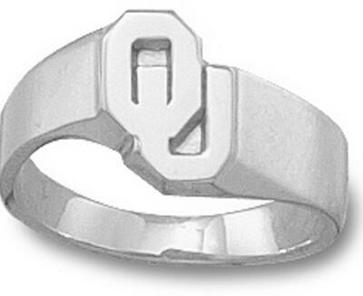 Oklahoma Sooners "OU" 3/8" Ladies' Ring Size 6 1/2 - Sterling Silver Jewelry