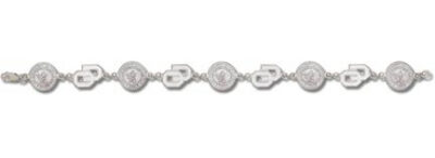 Oklahoma Sooners "OU and Seal" 7.25" Bracelet - Sterling Silver Jewelry