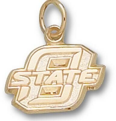 Oklahoma State Cowboys New Block "O State" 3/8" Charm - 14KT Gold Jewelry