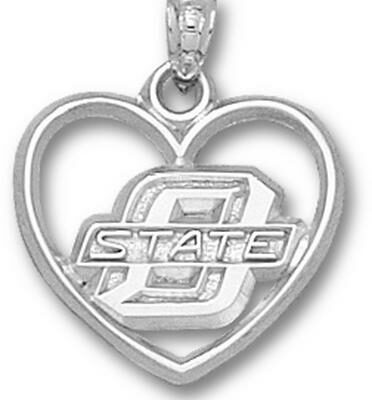 Oklahoma State Cowboys "O State" Heart Pendant - Sterling Silver Jewelry