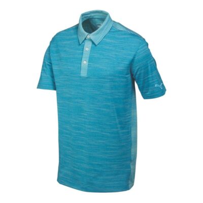 PUMA Men's Heather Stripe Cresting Polo Cloisonne Heather S