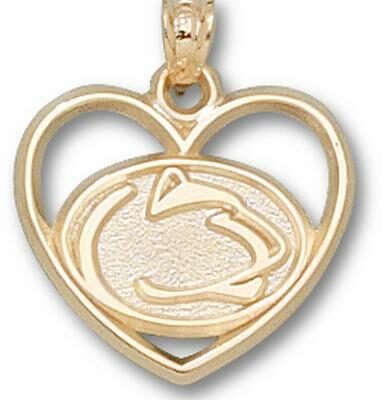 Penn State Nittany Lions "Lion Head" Heart Pendant - 14KT Gold Jewelry