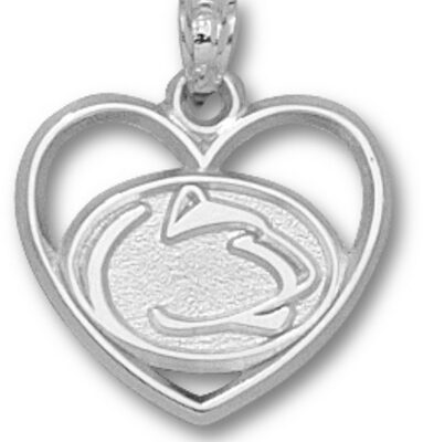 Penn State Nittany Lions "Lion Head" Heart Pendant - Sterling Silver Jewelry