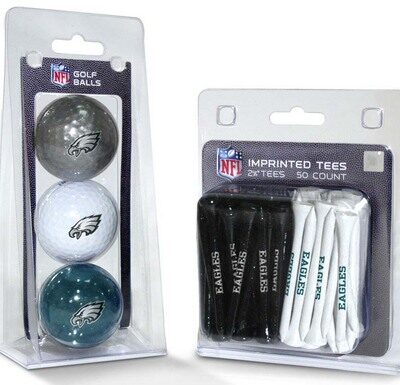 Philadelphia Eagles Golf Tees and Golf Balls Pack (50 Tees / 3 Balls)