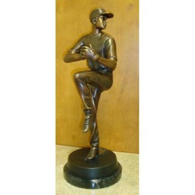 "Pitcher (Tabletop Baseball Player)" Bronze Garden Statue - Approx. 18" High