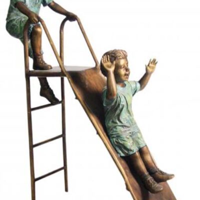 "Play Time (Children Playing on Slide)" Limited Edition Bronze Garden Statue - Approx. 75" High