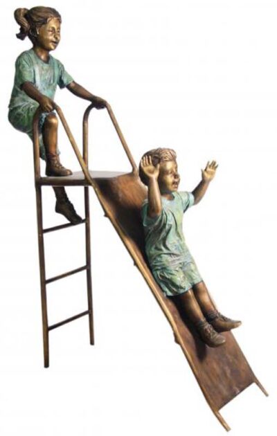 "Play Time (Children Playing on Slide)" Limited Edition Bronze Garden Statue - Approx. 75" High