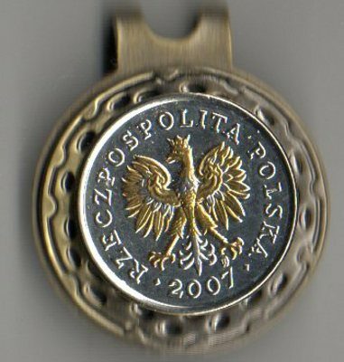 Polish 5 Groszy "Eagle with Crown" Two Tone Coin Ball Marker