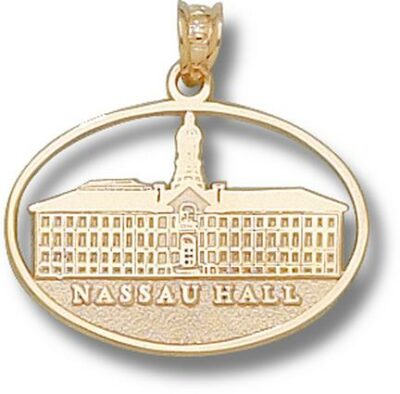 Princeton Tigers Pierced Oval "Nassau Hall" Pendant - 10KT Gold Jewelry