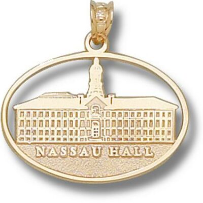 Princeton Tigers Pierced Oval "Nassau Hall" Pendant - 10KT Gold Jewelry