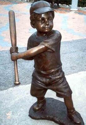 "Sandlot (Boy Holding Baseball Bat)" Bronze Garden Statue - Approx. 39" High