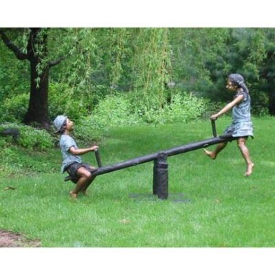 "Seesaw Kids" Bronze Garden Statue - Approx. 58" High