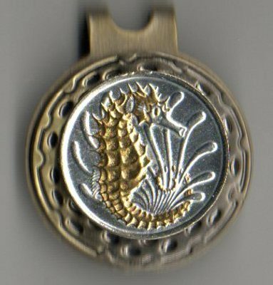 Singapore 10 Cent "Sea Horse" Two Tone Coin Ball Marker