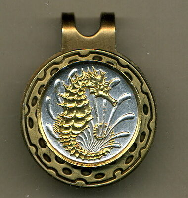 Singapore 10 cent "Sea Horse" Two Tone Coin Golf Ball Marker