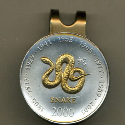 Somalia 10 Shillings "Year of the Snake" Two Tone Coin Golf Ball Marker