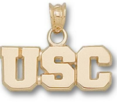 South Carolina Gamecocks Block "USC" 1/4" Pendant - 10KT Gold Jewelry