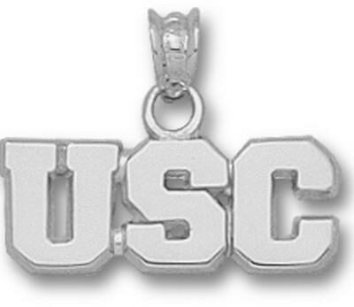 South Carolina Gamecocks Block "USC" 1/4" Pendant - Sterling Silver Jewelry