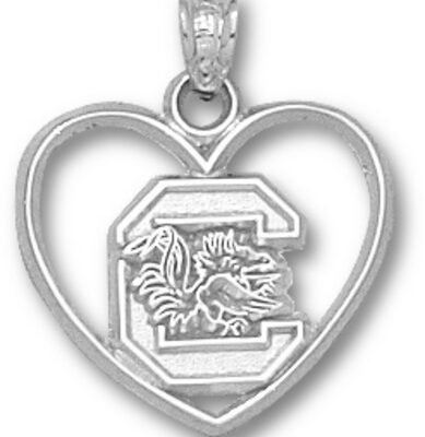 South Carolina Gamecocks "C Gamecock" Heart Pendant - Sterling Silver Jewelry