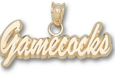 South Carolina Gamecocks Script "Gamecocks" Pendant - 10KT Gold Jewelry