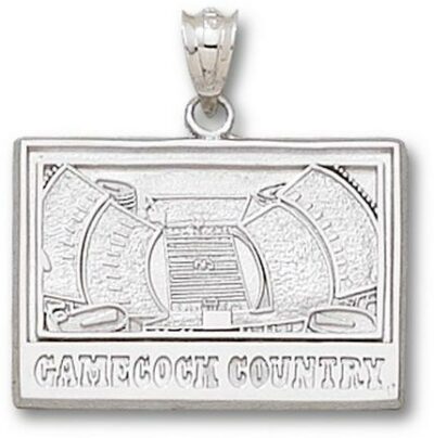 South Carolina Gamecocks Square "Gamecocks Country Stadium" Pendant - Sterling Silver Jewelry