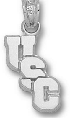 South Carolina Gamecocks Staggered "USC" 1/2" Pendant - Sterling Silver Jewelry