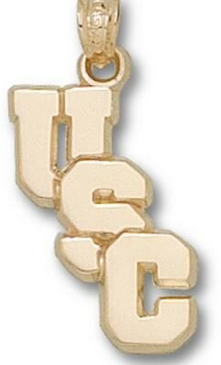 South Carolina Gamecocks Staggered "USC" 3/4" Pendant - 10KT Gold Jewelry