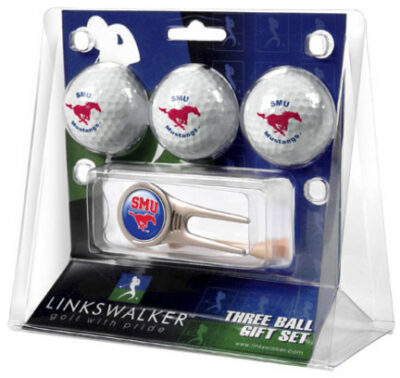 Southern Methodist (SMU) Mustangs 3 Golf Ball Gift Pack with Cap Tool