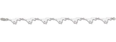 Southern Methodist (SMU) Mustangs "Running Mustang" 7" Bracelet - Sterling Silver Jewelry