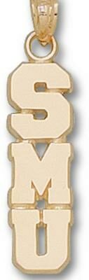 Southern Methodist (SMU) Mustangs Vertical "SMU" Pendant - 10KT Gold Jewelry