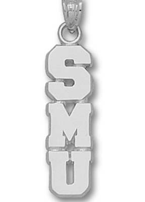 Southern Methodist (SMU) Mustangs Vertical "SMU" Pendant - Sterling Silver Jewelry