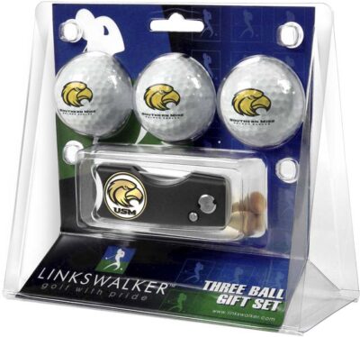 Southern Mississippi Golden Eagles 3 Golf Ball Gift Pack with Spring Action Tool