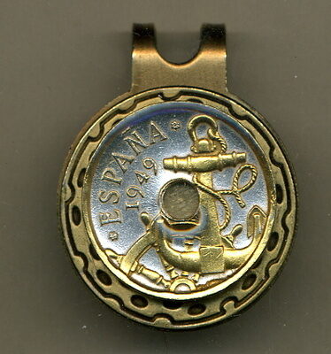 Spanish 50 centimes "Anchor and Ship's Wheel" Two Tone Coin Golf Ball Marker