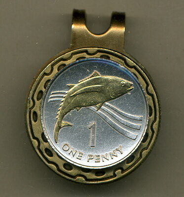 St. Helena Island Penny "Tuna Fish" Two Tone Coin Golf Ball Marker