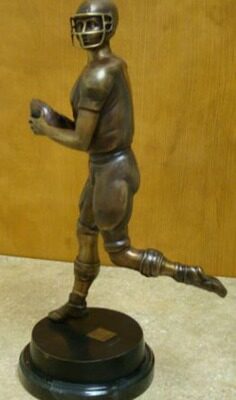 "Tabletop Football Player" Bronze Garden Statue - Approx. 18" High