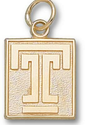 Temple Owls Square "T" 1/2" Charm - 10KT Gold Jewelry