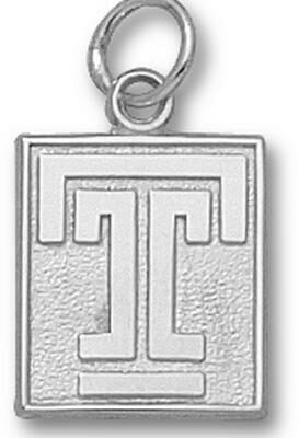 Temple Owls Square "T" 1/2" Charm - Sterling Silver Jewelry