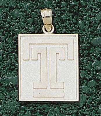 Temple Owls Square "T" 5/8" Pendant - 10KT Gold Jewelry