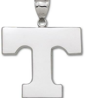 Tennessee Volunteers Giant 1 3/4" W x 1 1/2" H "Power T" Pendant - Sterling Silver Jewelry