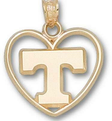 Tennessee Volunteers "Power T" Heart Pendant - 14KT Gold Jewelry