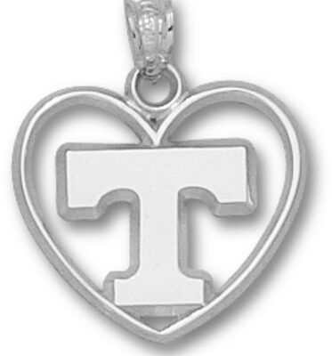 Tennessee Volunteers "Power T" Heart Pendant - Sterling Silver Jewelry